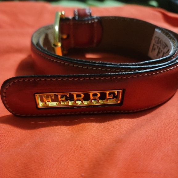 Gianfranco Ferre Accessories - Gianfranco Ferre Red Leather Belt with Gold Accents